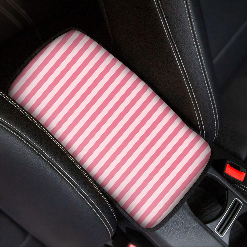 Pink Striped Pattern Print Car Center Console Cover