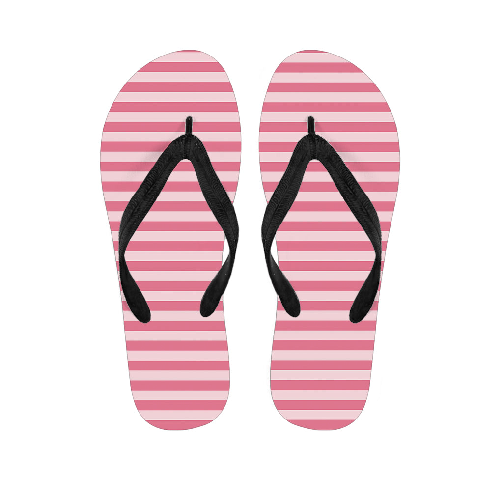 Pink Striped Pattern Print Flip Flops