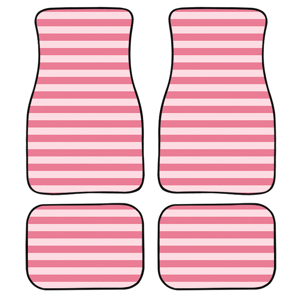 Pink Striped Pattern Print Front and Back Car Floor Mats