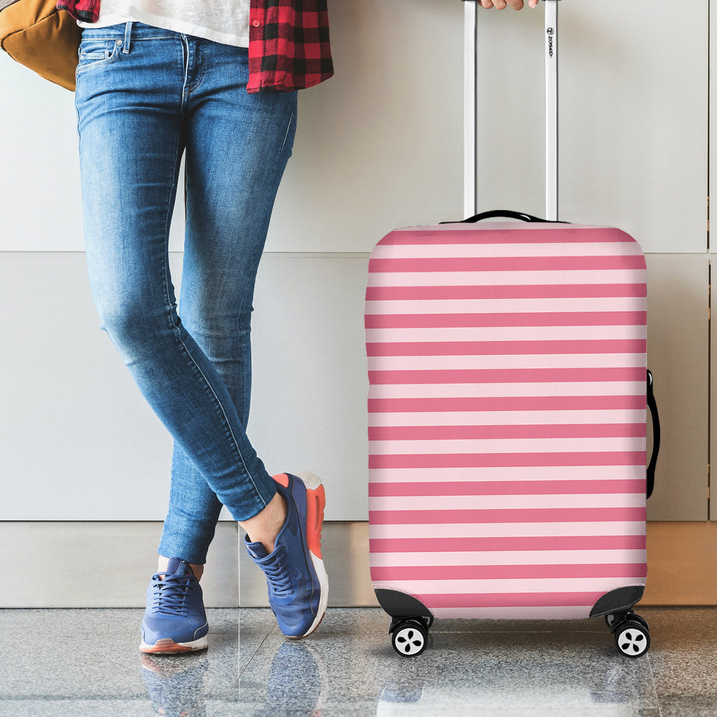 Pink Striped Pattern Print Luggage Cover