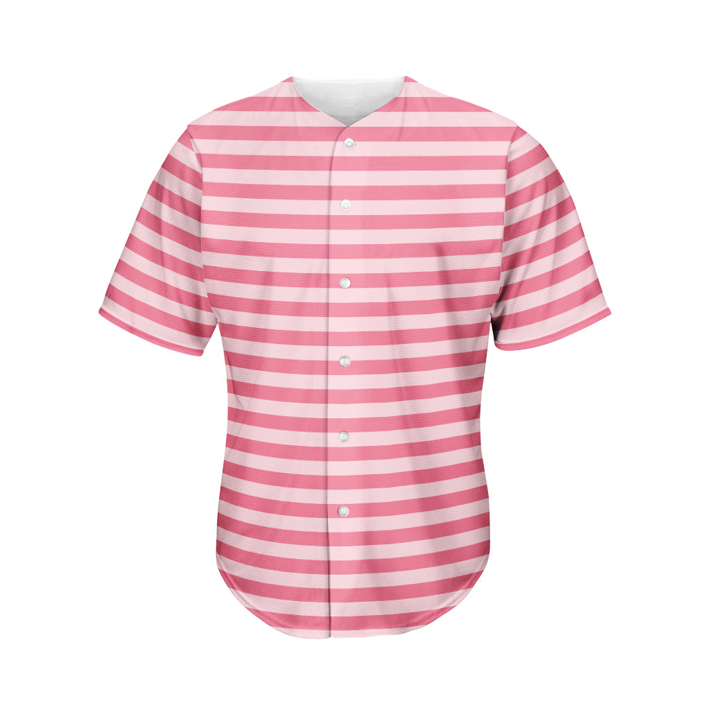 Pink Striped Pattern Print Men's Baseball Jersey