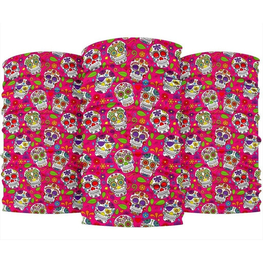 Pink Sugar Skull Pattern Print 3-Pack Bandanas