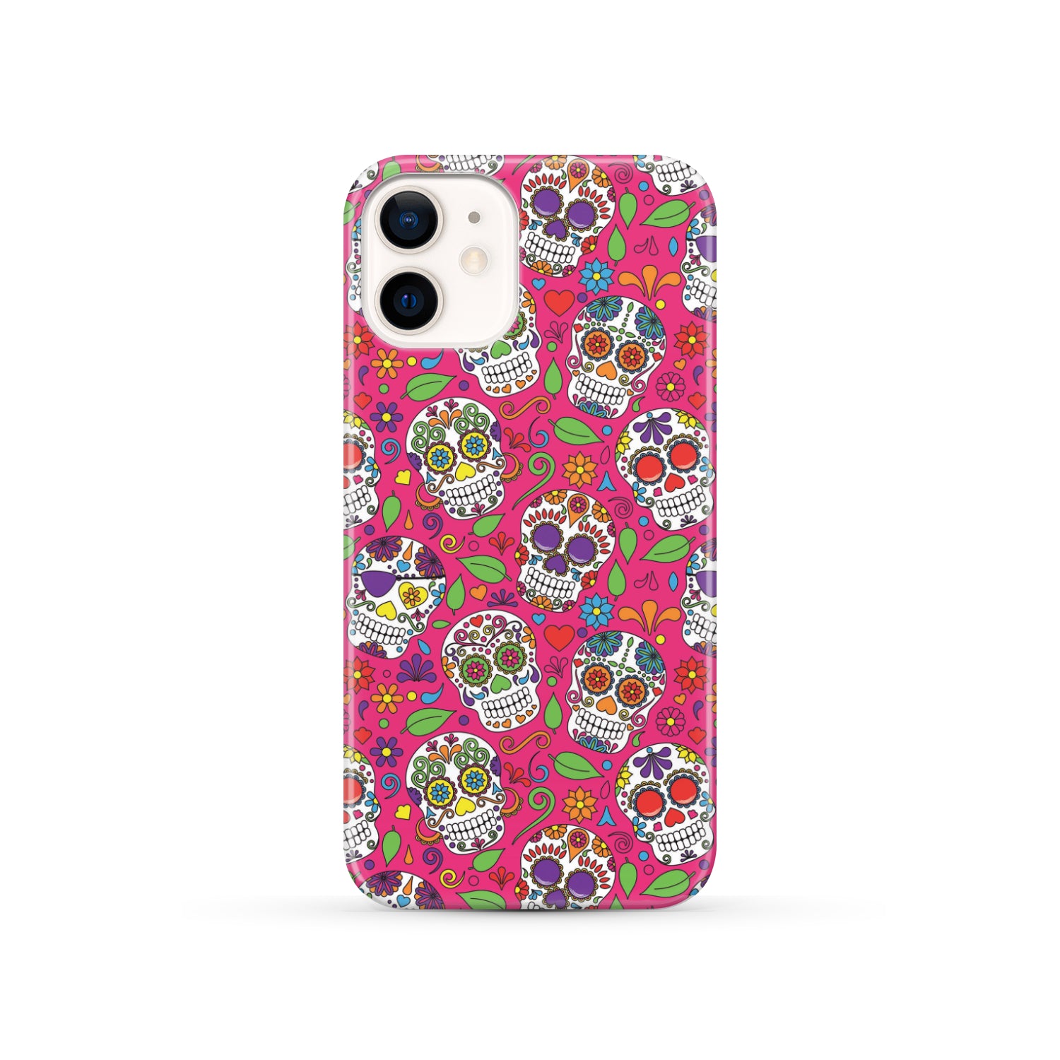 Pink Sugar Skull Pattern Print Phone Case