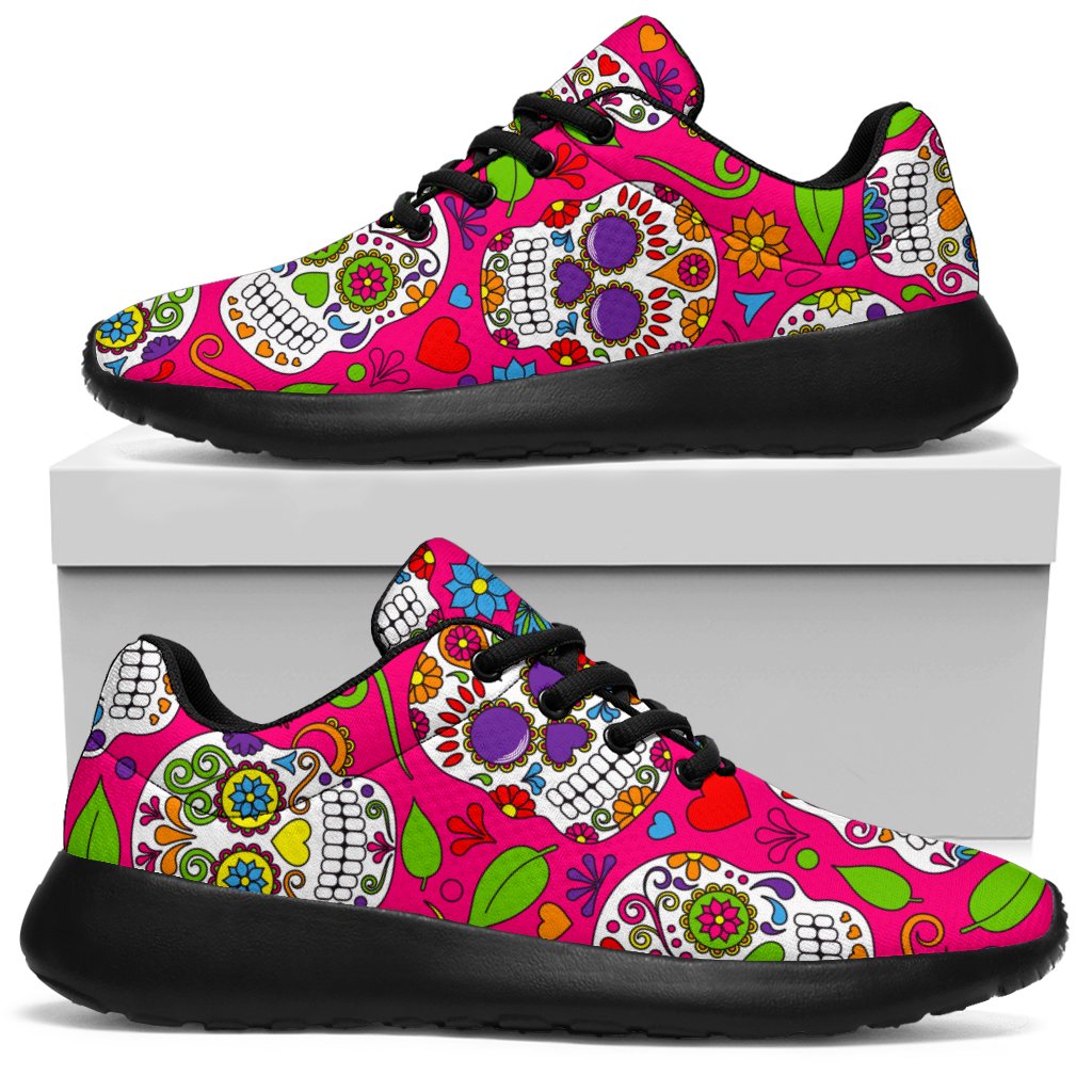 Pink Sugar Skull Pattern Print Sport Sneakers