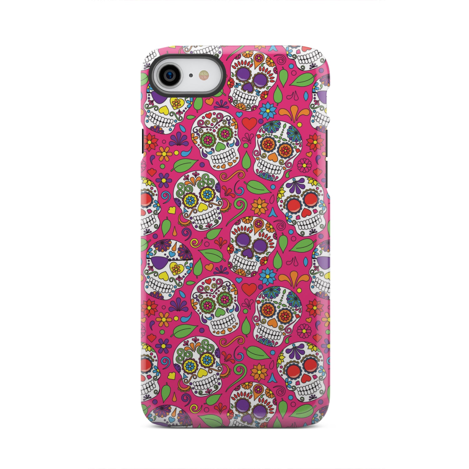 Pink Sugar Skull Pattern Print Tough Phone Case