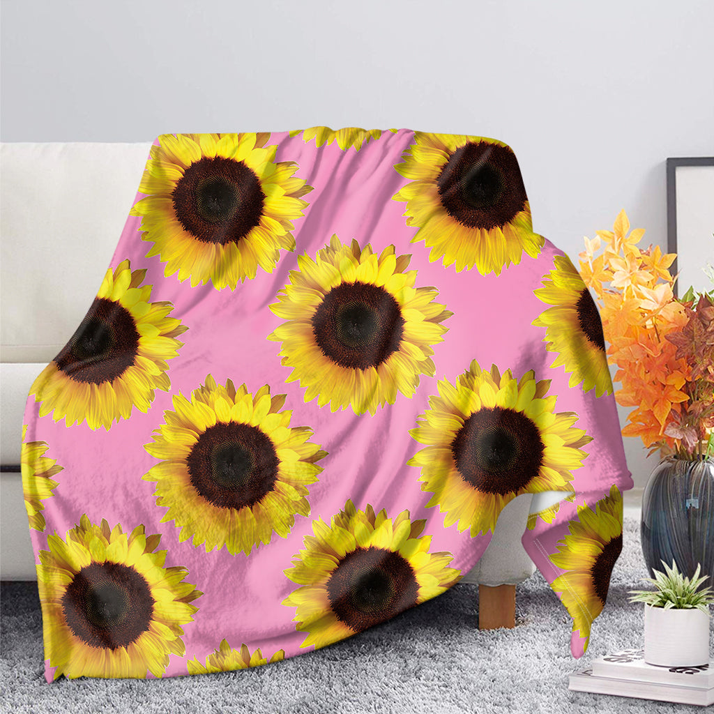 Pink Sunflower Pattern Print Blanket