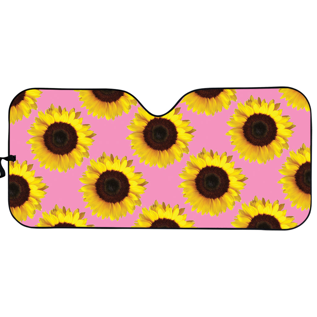 Pink Sunflower Pattern Print Car Sun Shade