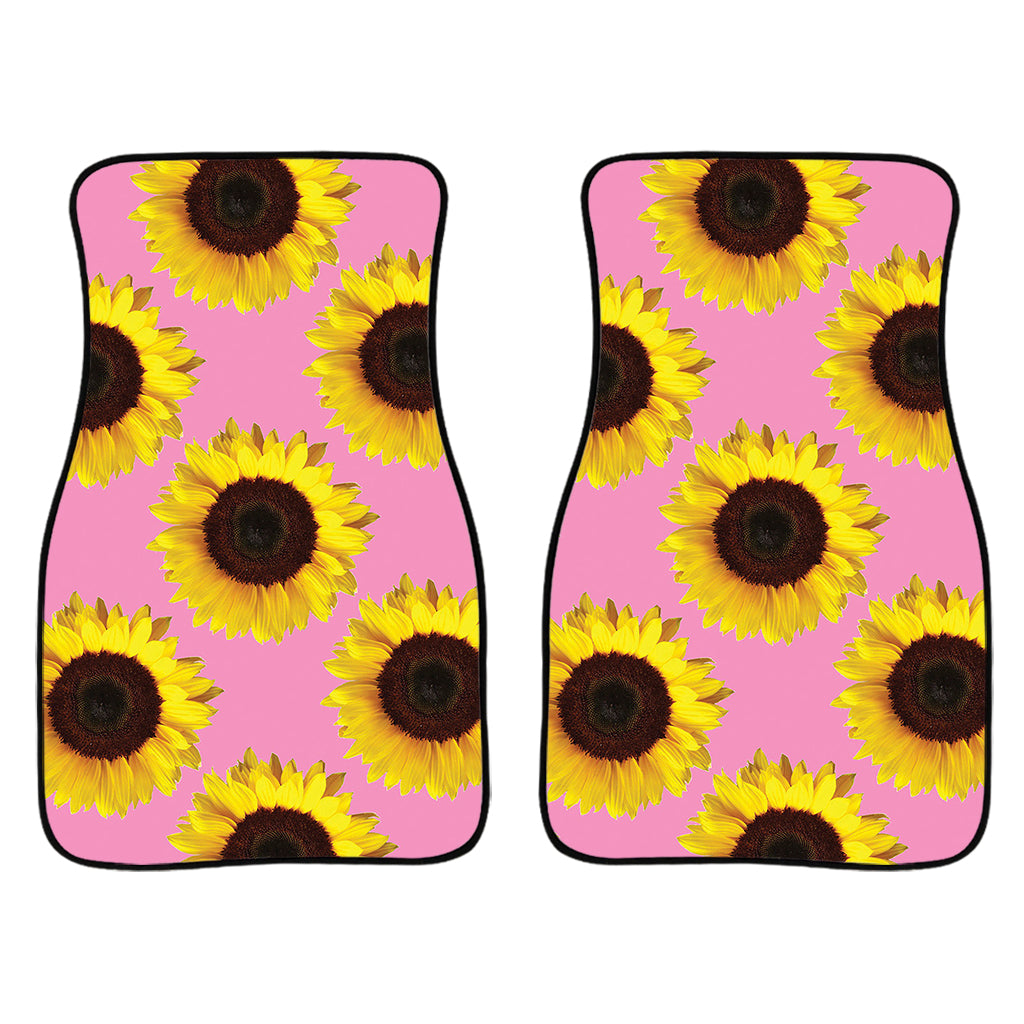 Pink Sunflower Pattern Print Front Car Floor Mats