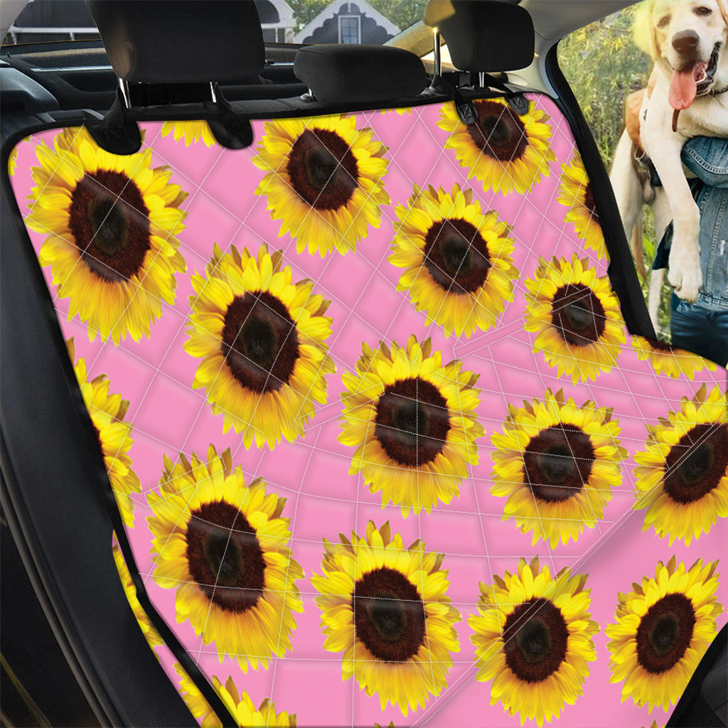 Pink Sunflower Pattern Print Pet Car Back Seat Cover