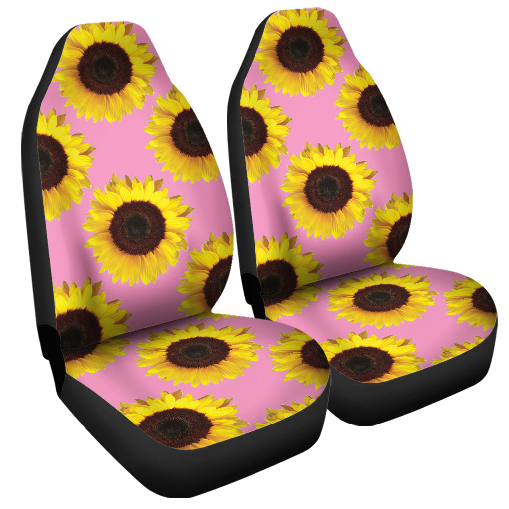 Pink Sunflower Pattern Print Universal Fit Car Seat Covers