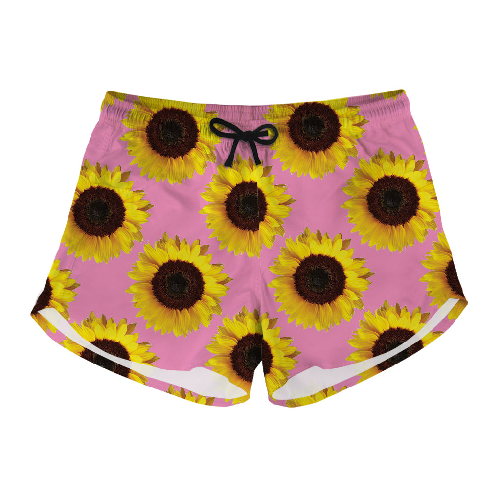 Pink Sunflower Pattern Print Women's Shorts