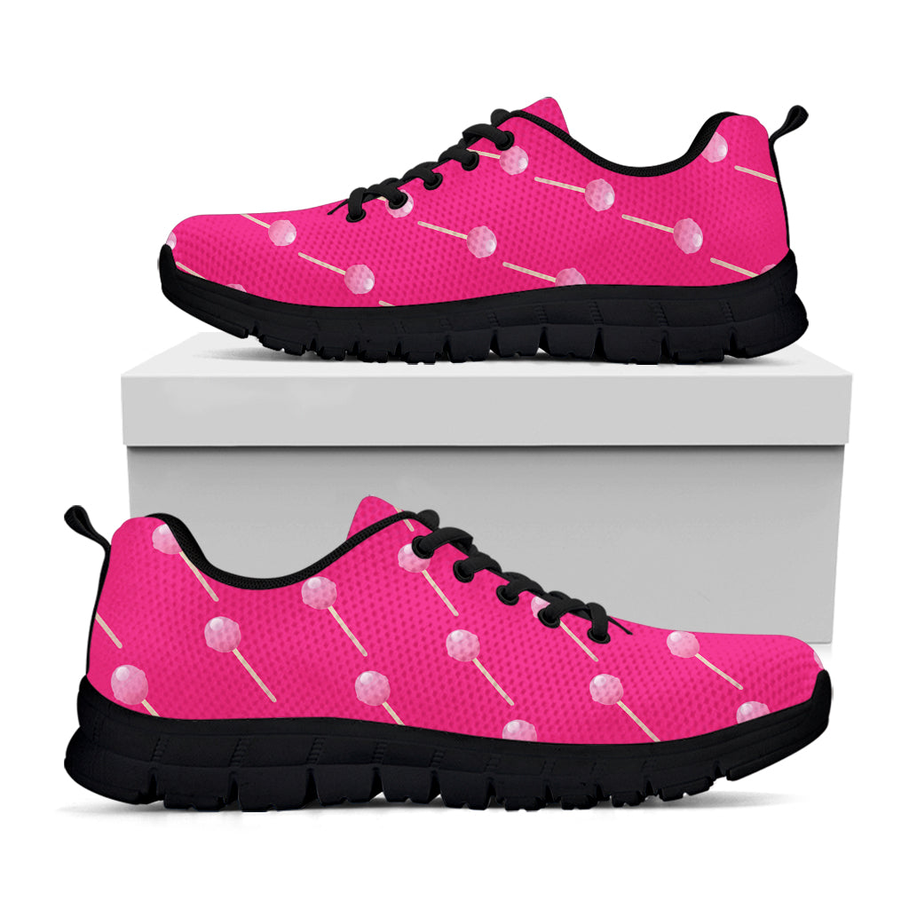 Pink Sweet Lollipop Pattern Print Black Sneakers