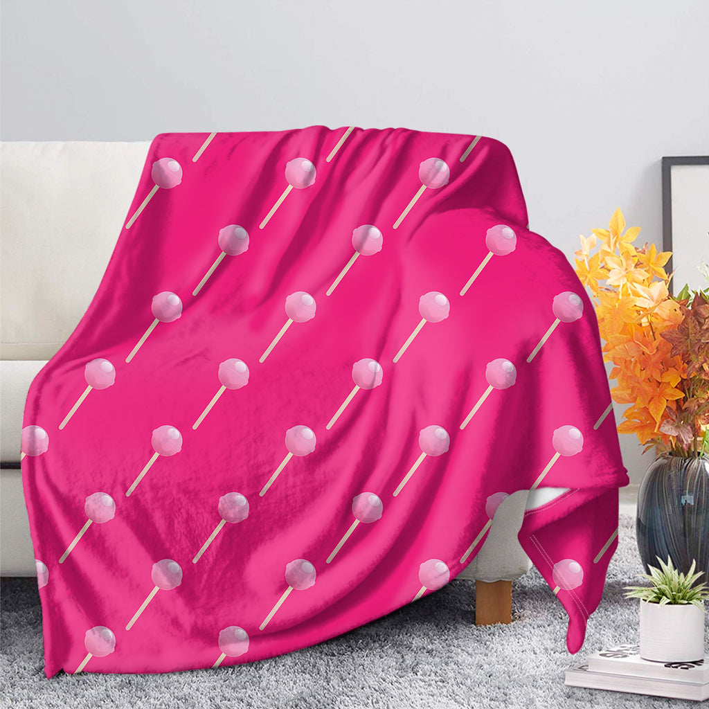 Pink Sweet Lollipop Pattern Print Blanket