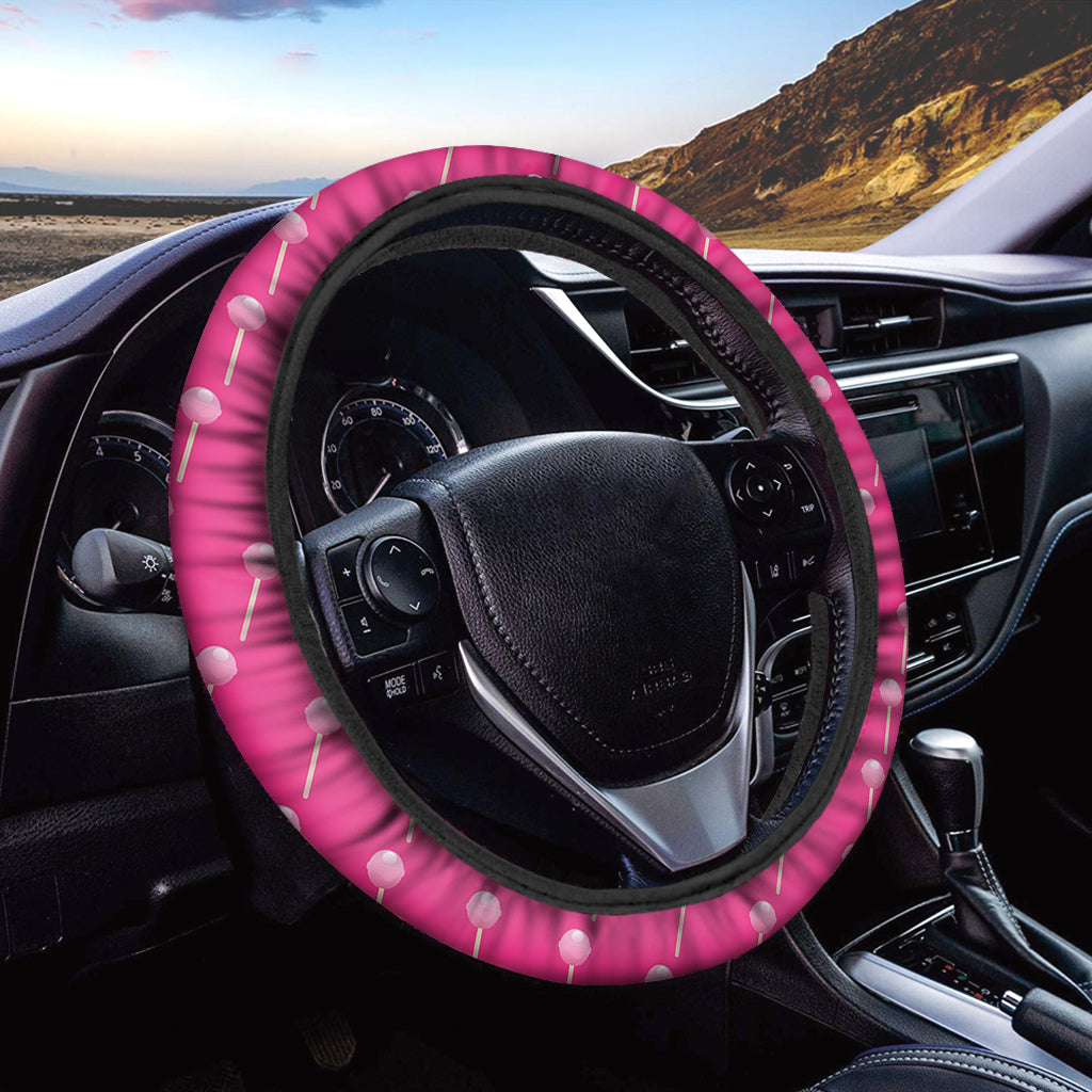 Pink Sweet Lollipop Pattern Print Car Steering Wheel Cover