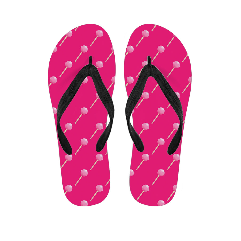 Pink Sweet Lollipop Pattern Print Flip Flops