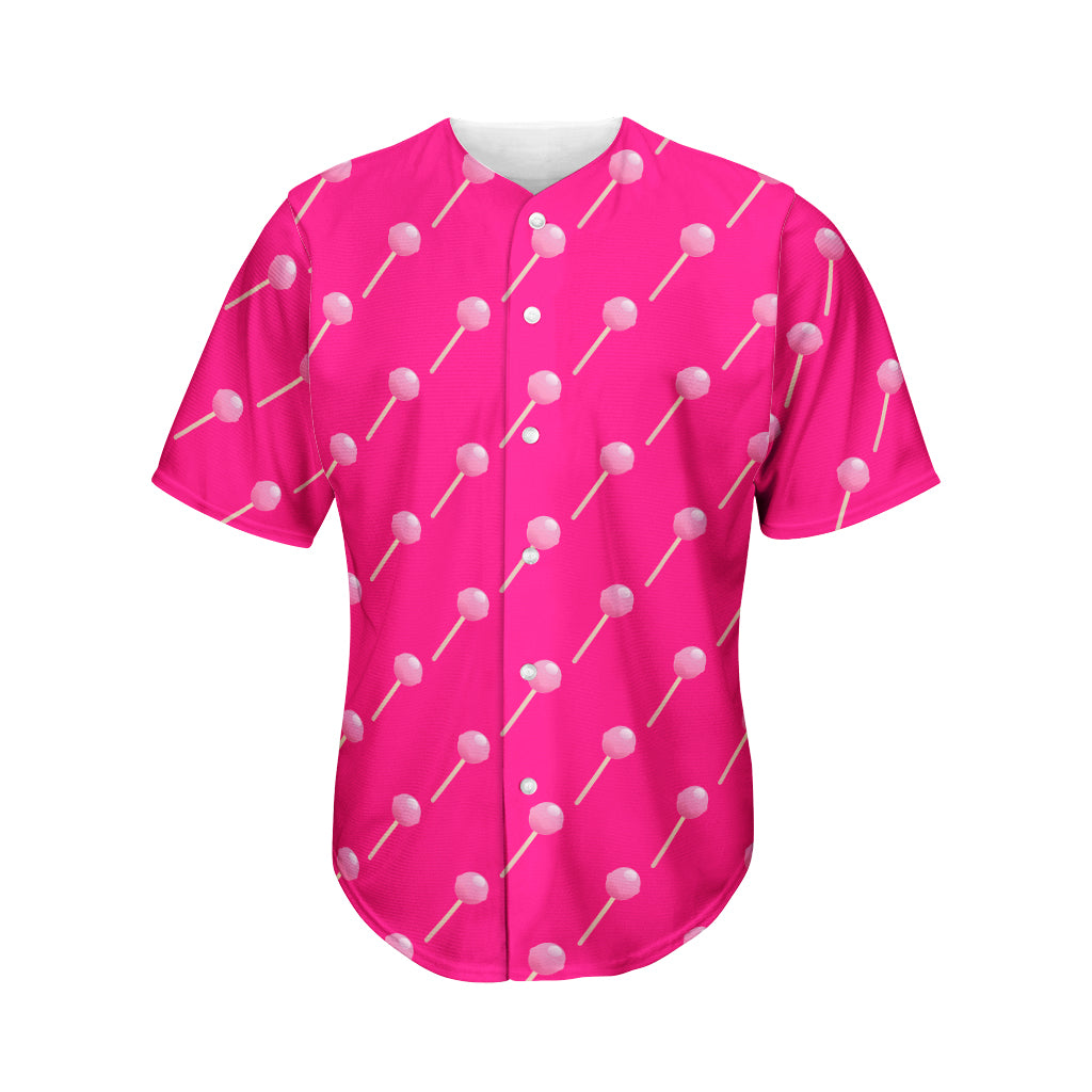 Pink Sweet Lollipop Pattern Print Men's Baseball Jersey