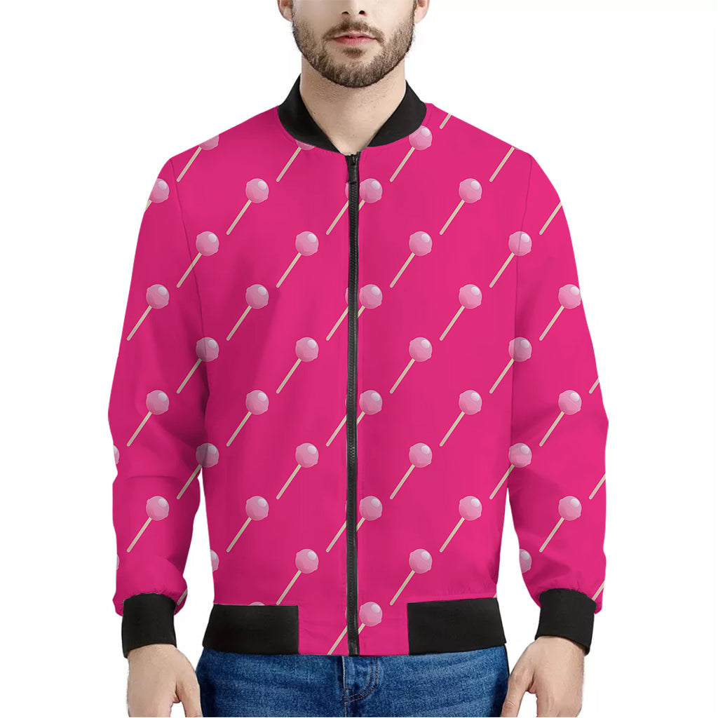 Pink Sweet Lollipop Pattern Print Men's Bomber Jacket