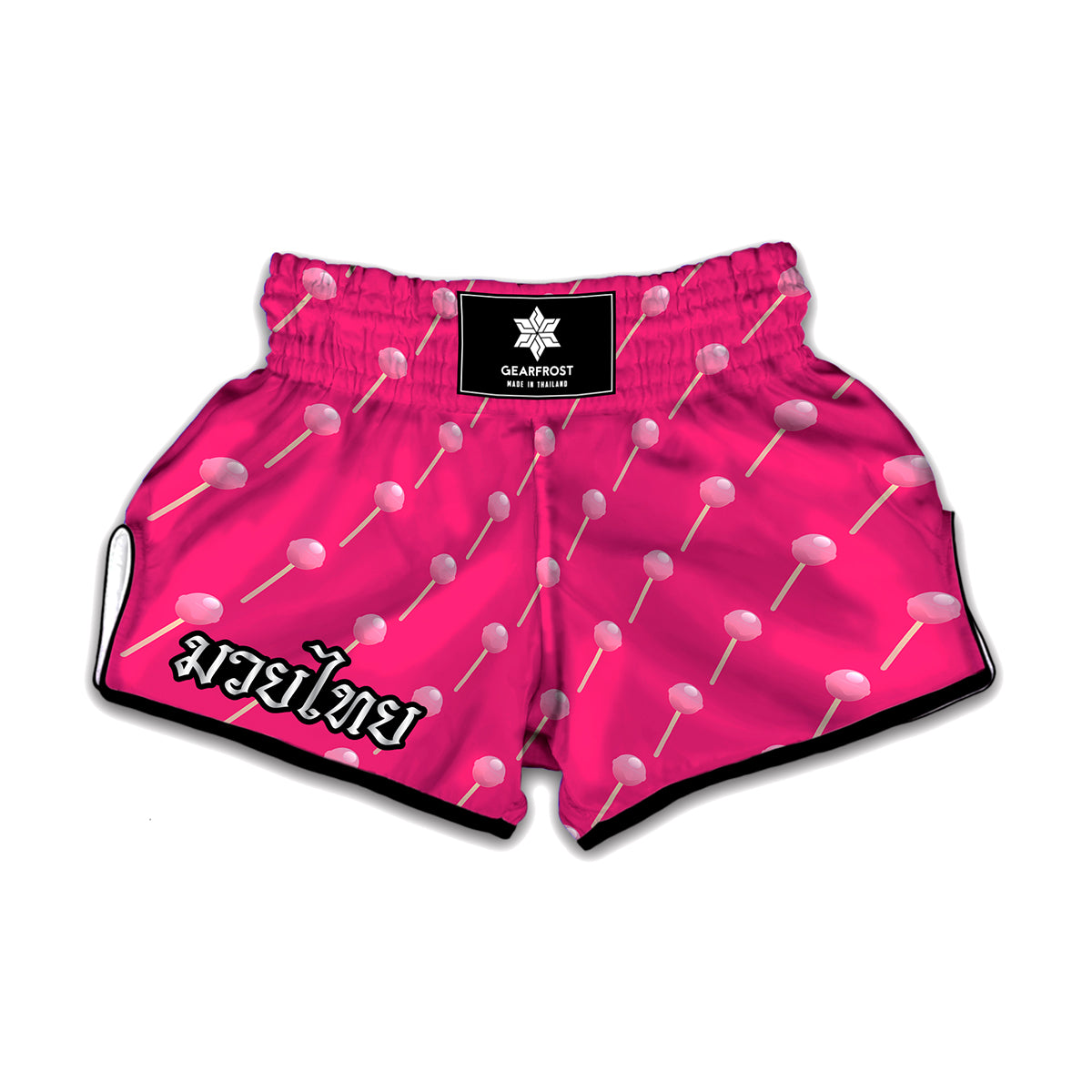 Pink Sweet Lollipop Pattern Print Muay Thai Boxing Shorts