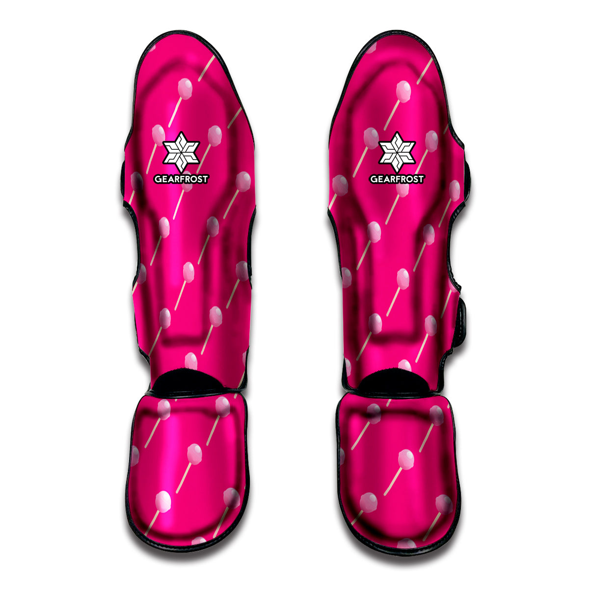 Pink Sweet Lollipop Pattern Print Muay Thai Shin Guards