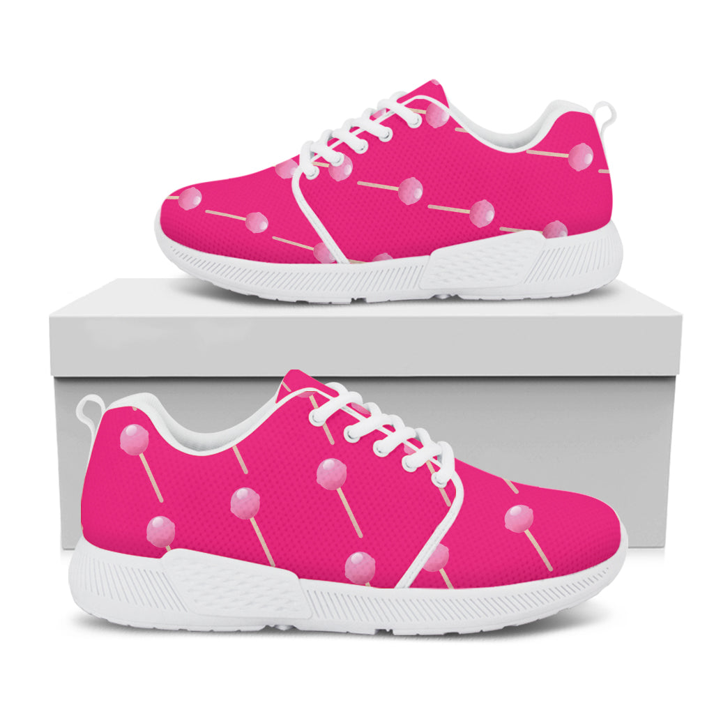 Pink Sweet Lollipop Pattern Print White Athletic Shoes