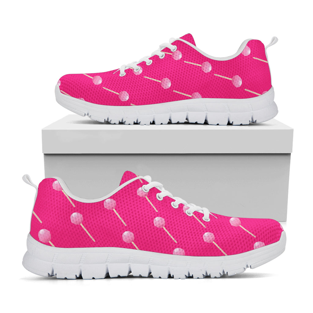 Pink Sweet Lollipop Pattern Print White Sneakers