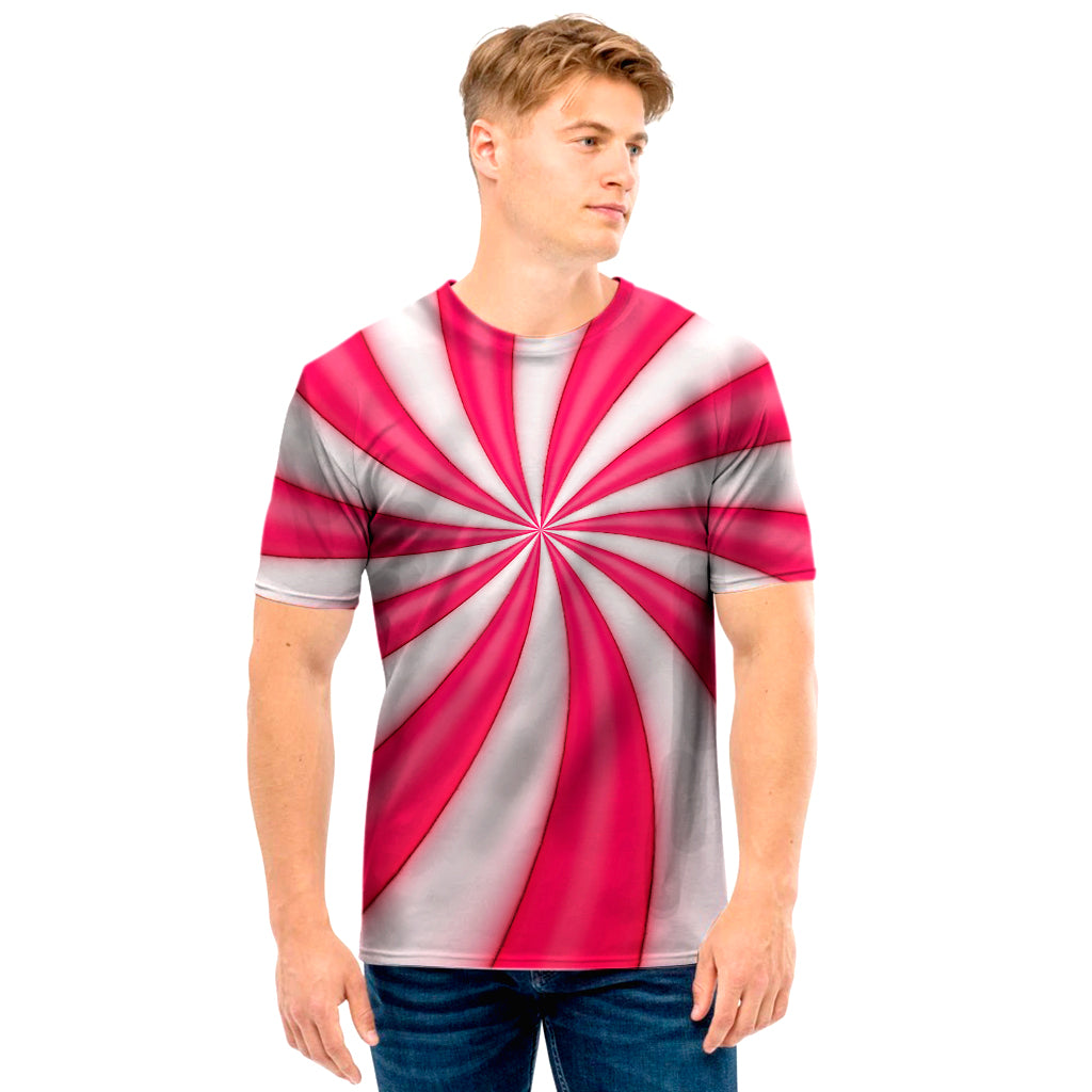 Pink Swirl Candy Print Men's T-Shirt