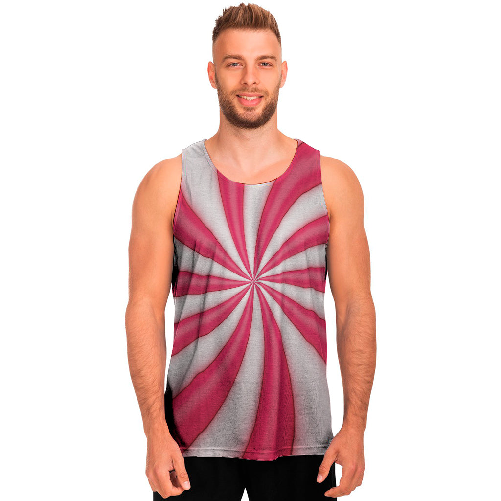 Pink Swirl Candy Print Men's Tank Top