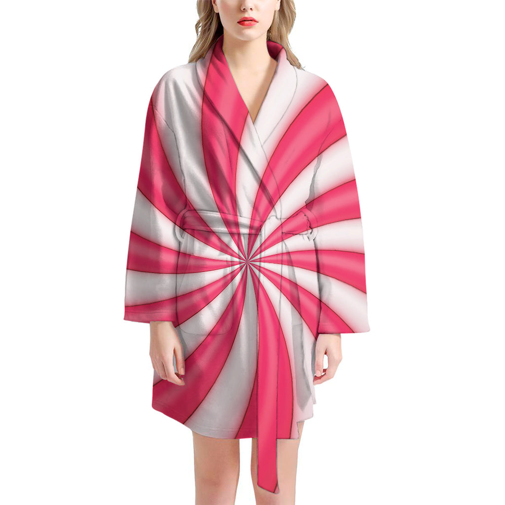 Pink Swirl Candy Print Women's Bathrobe