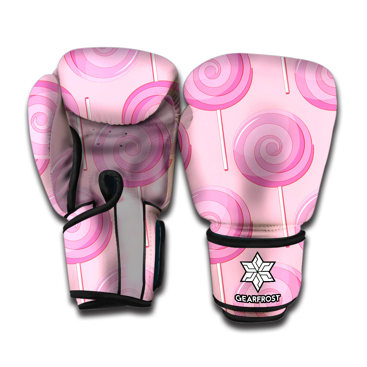 Pink Swirl Lollipop Pattern Print Boxing Gloves