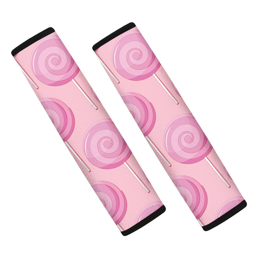 Pink Swirl Lollipop Pattern Print Car Seat Belt Covers