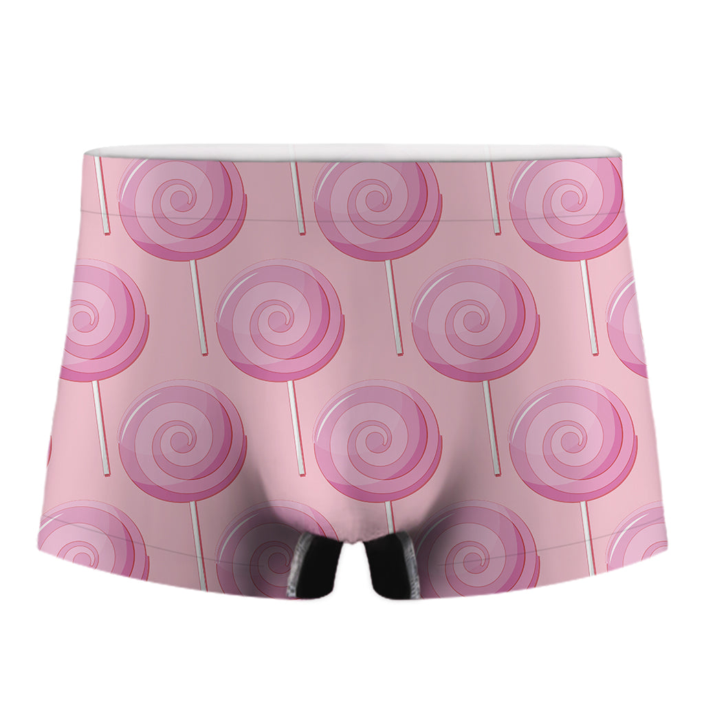 Pink Swirl Lollipop Pattern Print Men's Boxer Briefs