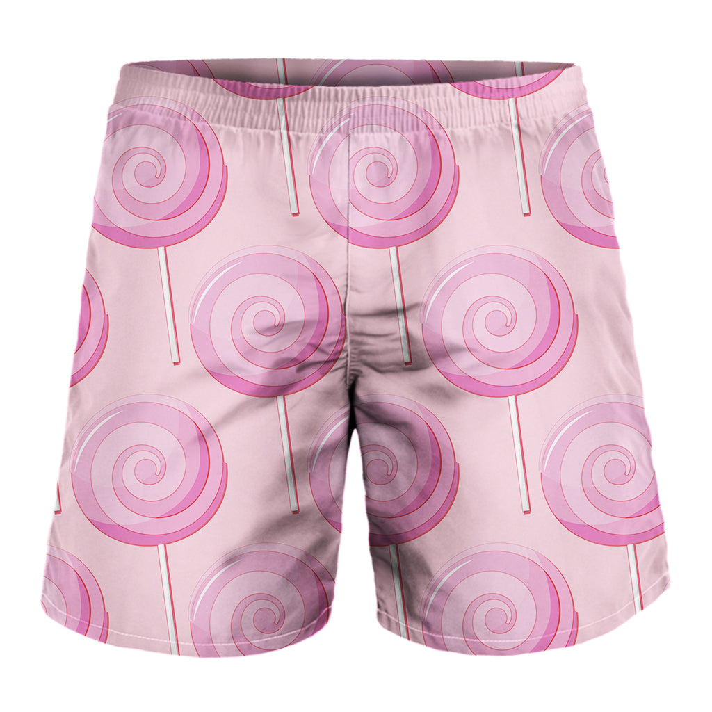 Pink Swirl Lollipop Pattern Print Men's Shorts