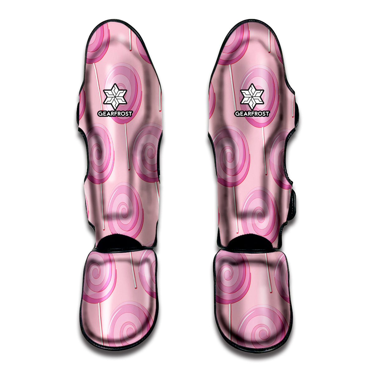 Pink Swirl Lollipop Pattern Print Muay Thai Shin Guards