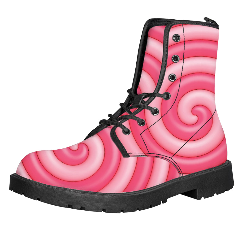 Pink Swirl Lollipop Print Leather Boots