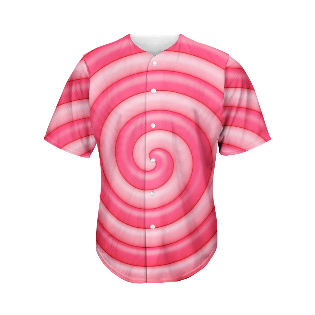 Pink Swirl Lollipop Print Men's Baseball Jersey