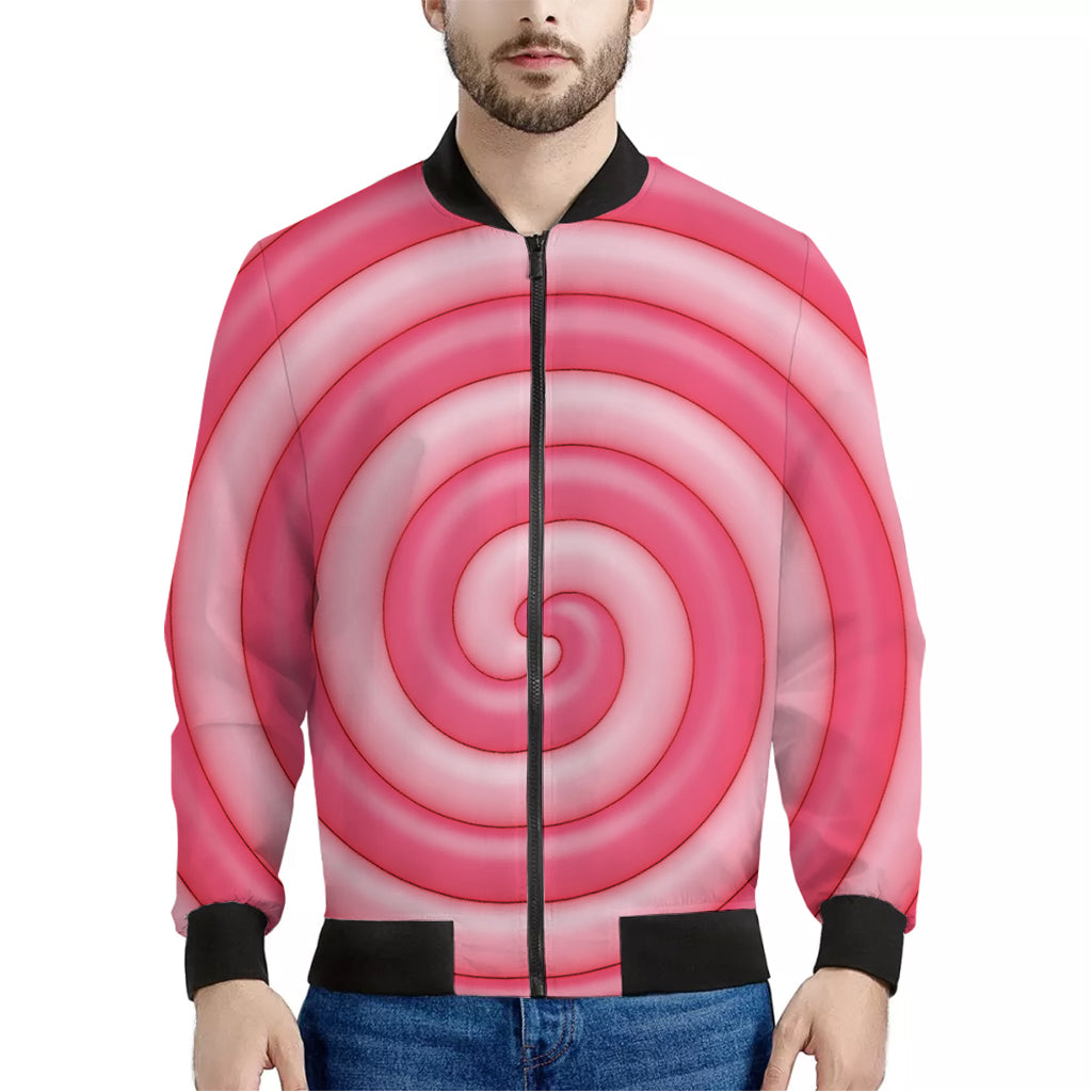 Pink Swirl Lollipop Print Men's Bomber Jacket