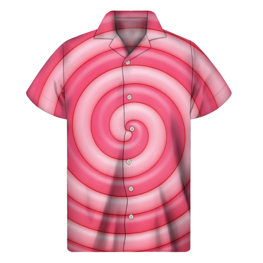 Pink Swirl Lollipop Print Men's Short Sleeve Shirt