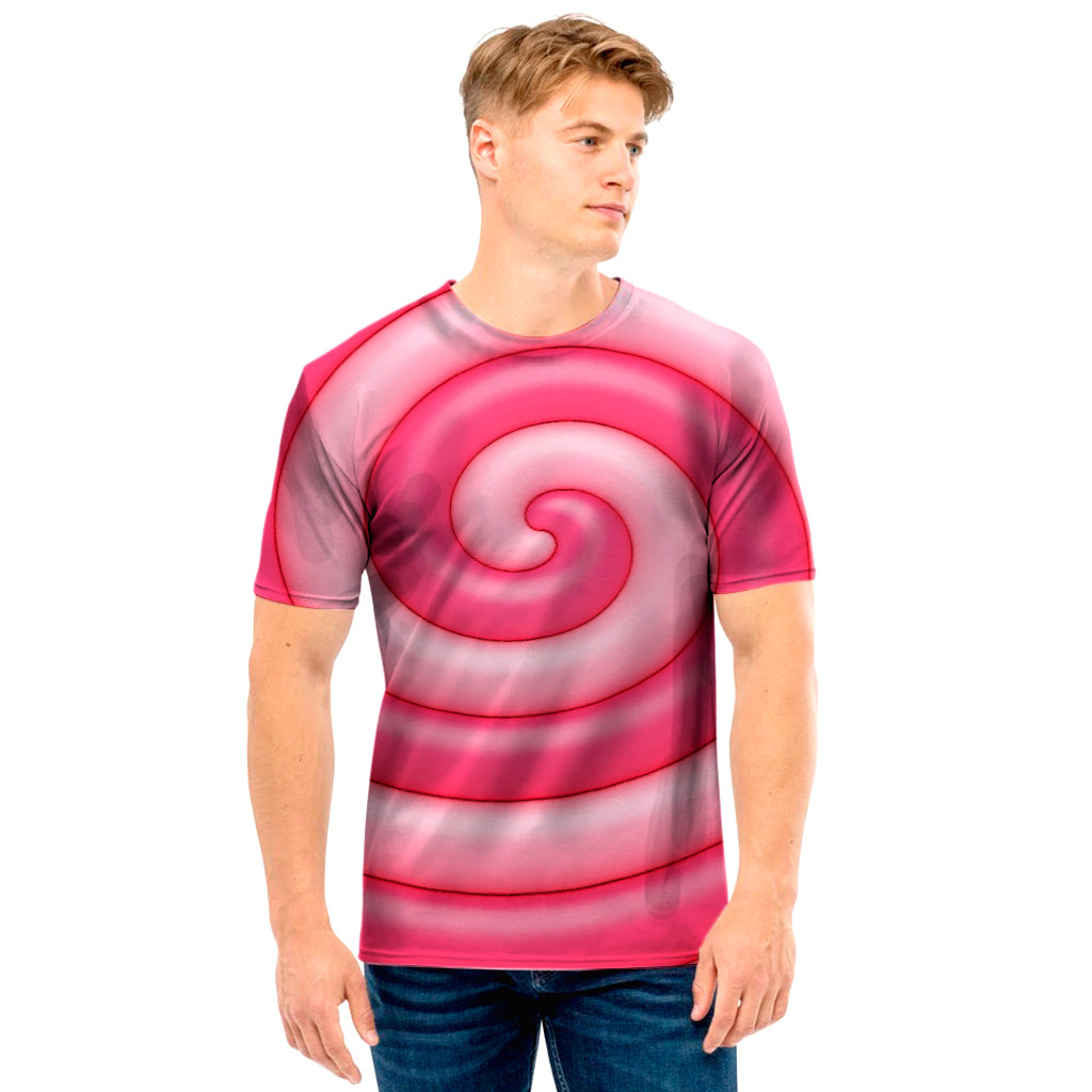 Pink Swirl Lollipop Print Men's T-Shirt