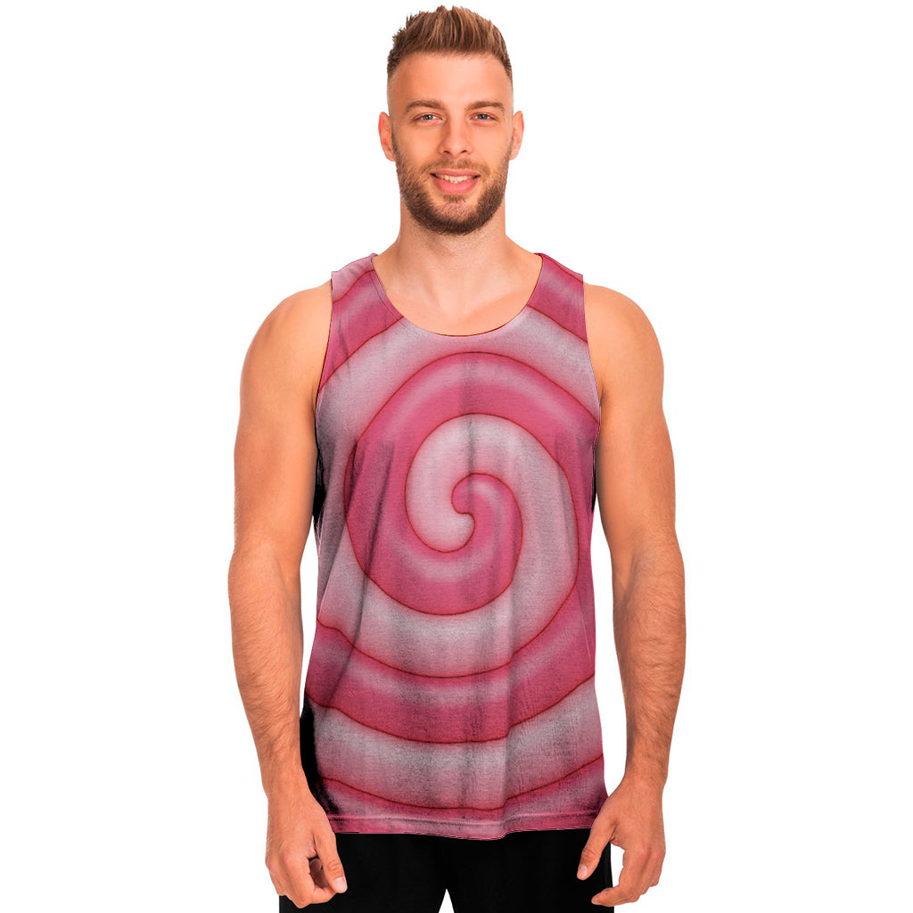 Pink Swirl Lollipop Print Men's Tank Top