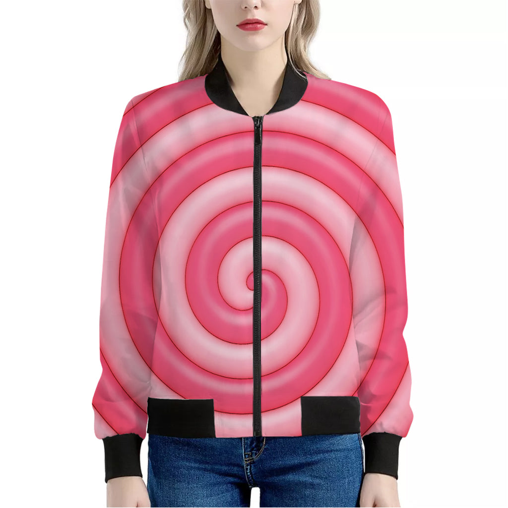 Pink Swirl Lollipop Print Women's Bomber Jacket