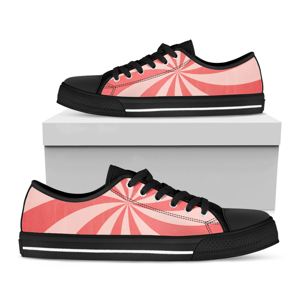 Pink Swirl Print Black Low Top Shoes