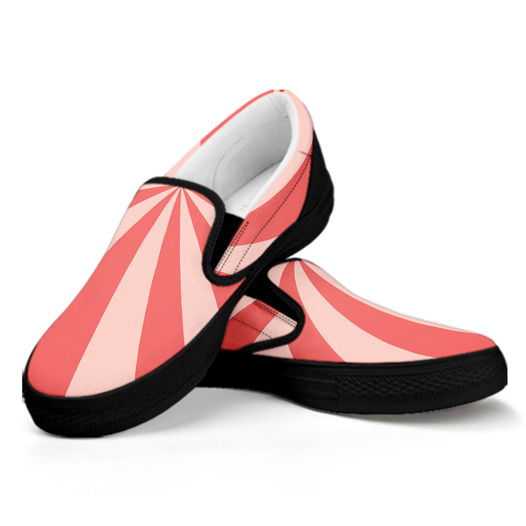 Pink Swirl Print Black Slip On Shoes