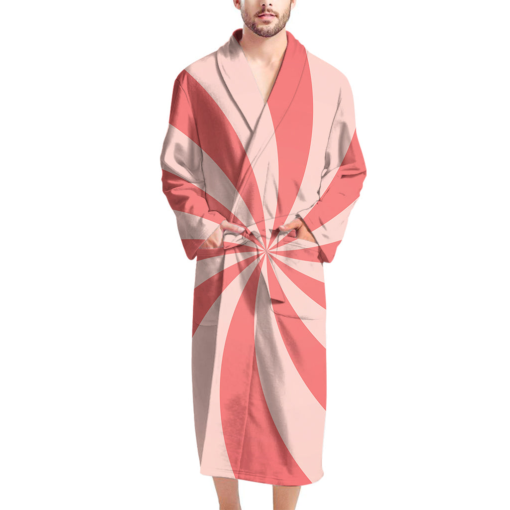 Pink Swirl Print Men's Bathrobe