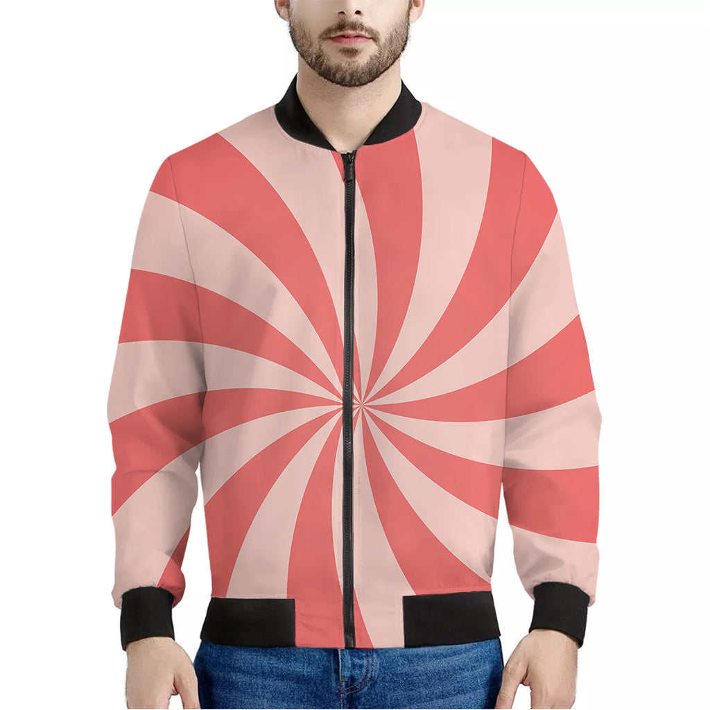 Pink Swirl Print Men's Bomber Jacket