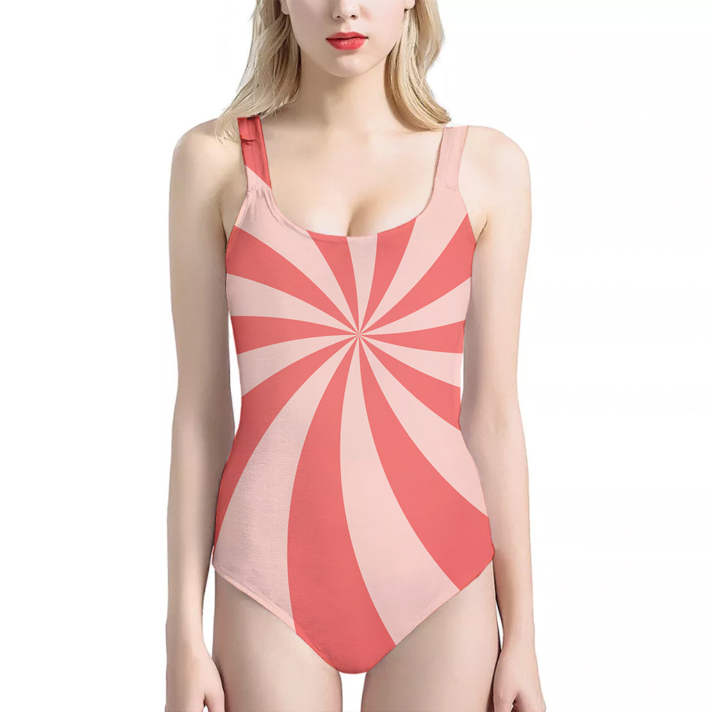 Pink Swirl Print One Piece Halter Neck Swimsuit