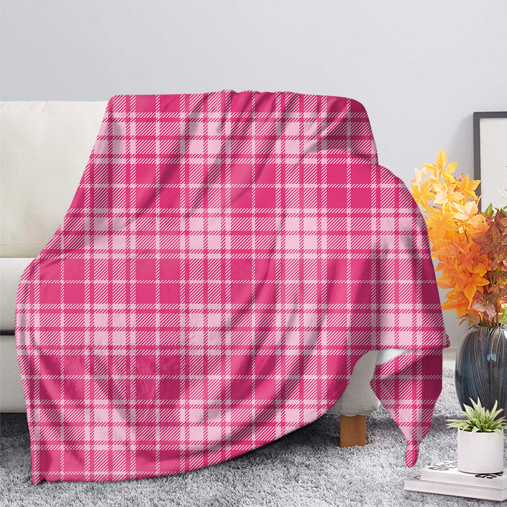 Pink Tartan Pattern Print Blanket