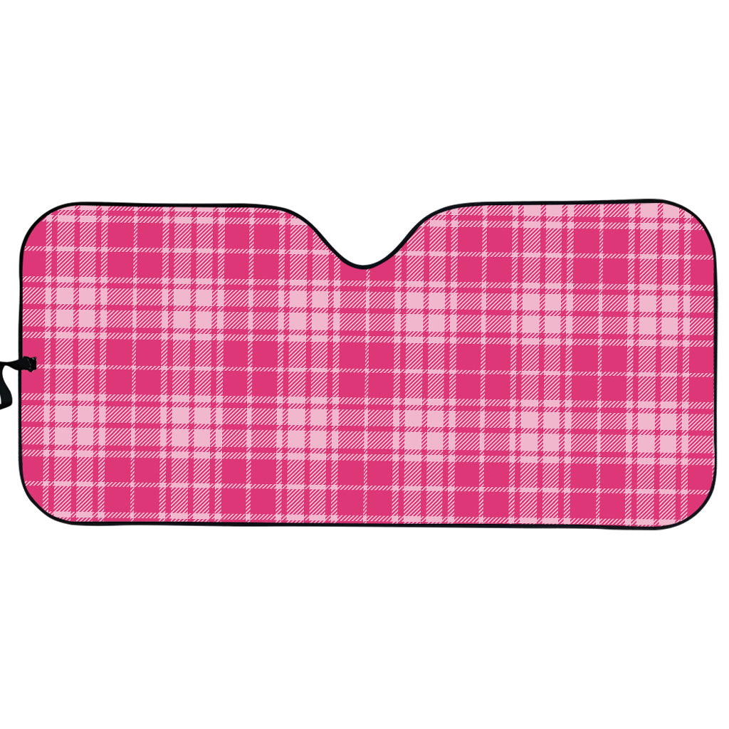 Pink Tartan Pattern Print Car Sun Shade