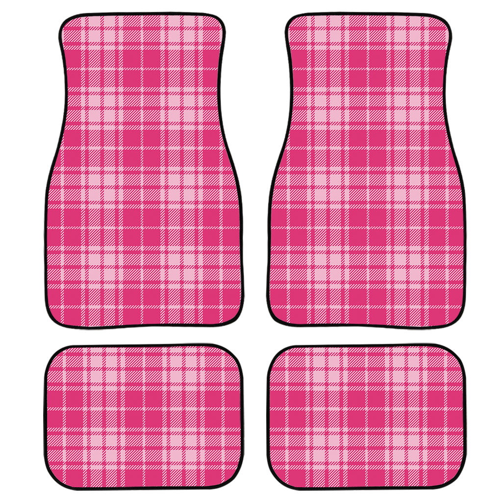 Pink Tartan Pattern Print Front and Back Car Floor Mats