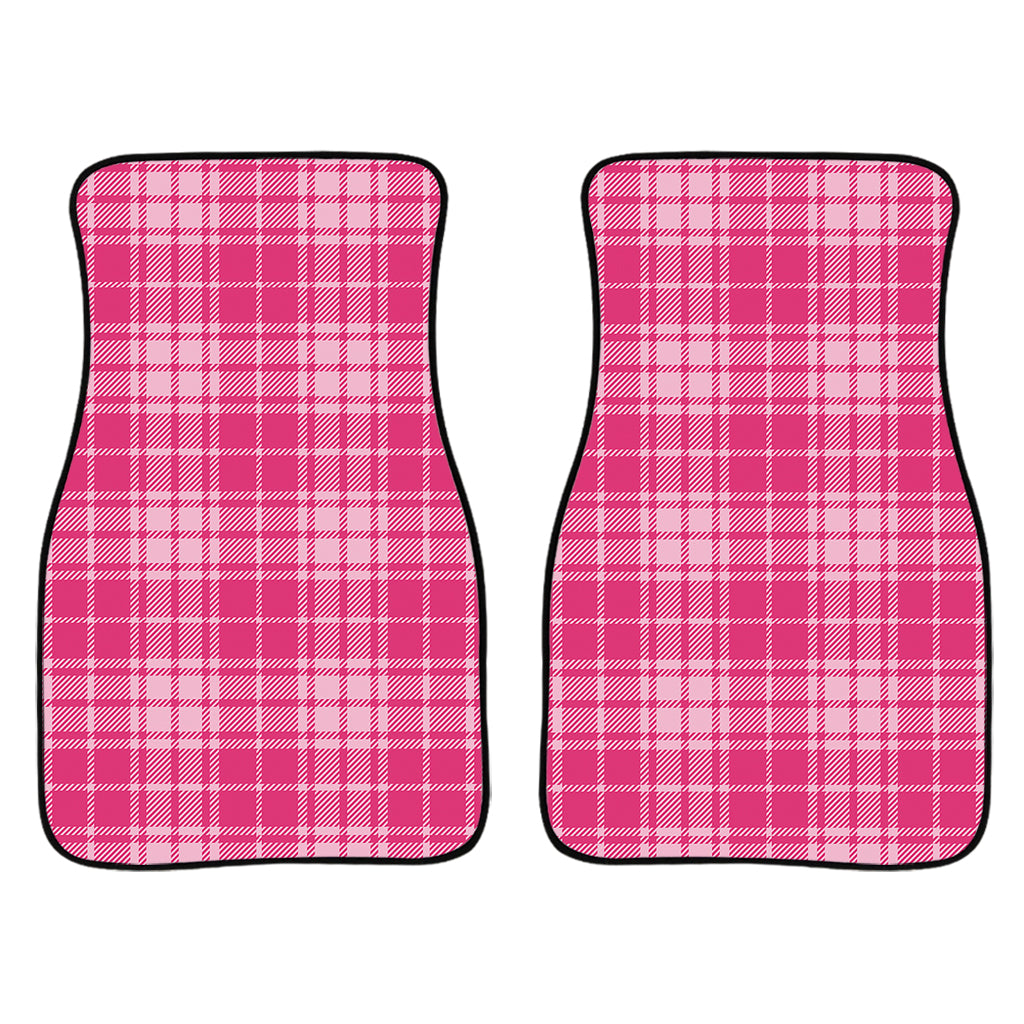 Pink Tartan Pattern Print Front Car Floor Mats