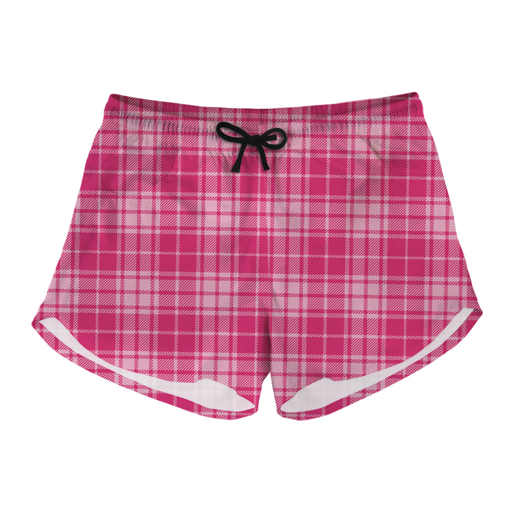 Pink Tartan Pattern Print Women's Shorts